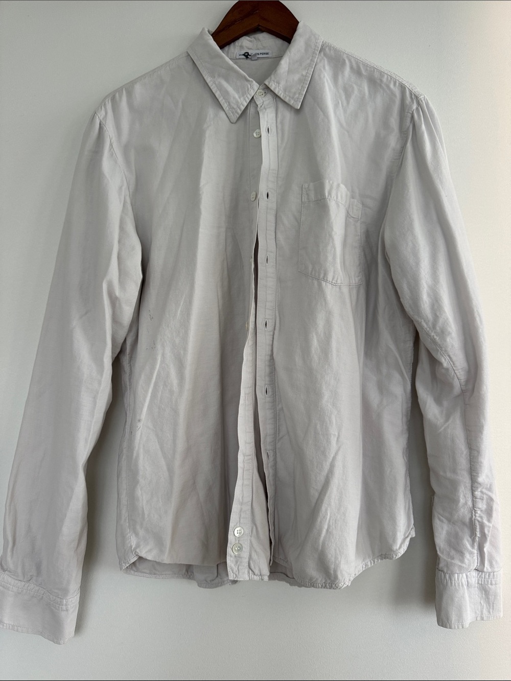James Perse Men's Long-Sleeve Button-Down Shirt in White